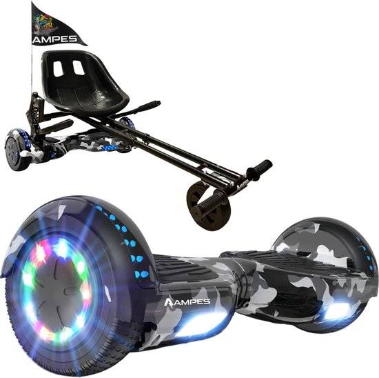 Hoverboard 6,5 inch met hoverkart: Camouflage met hoverkart met vering