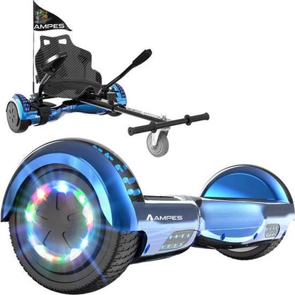 Hoverboard 6,5 inch met hoverkart: Chroom Blauw met standaard hoverkart