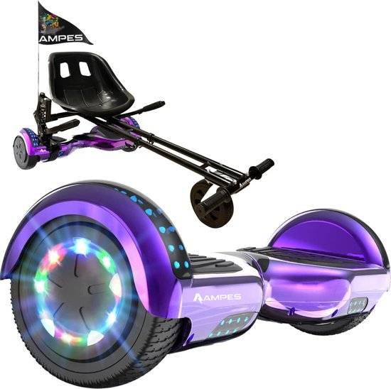 Hoverboard 6,5 inch met hoverkart: Chroom Paars met hoverkart met vering