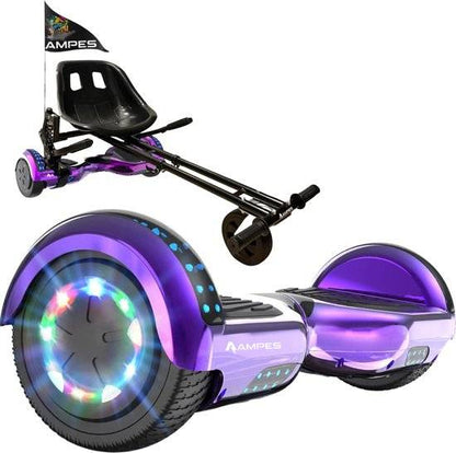 Hoverboard 6,5 inch met hoverkart: Chroom Paars met hoverkart met vering