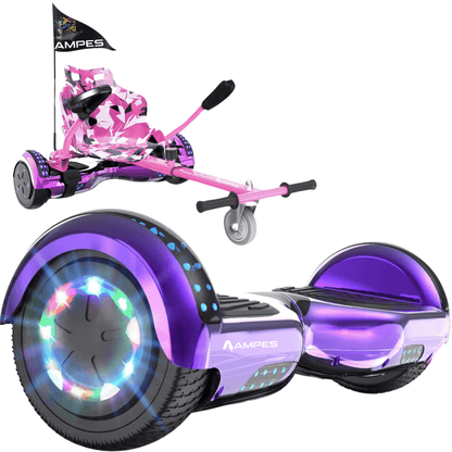Hoverboard 6,5 inch met hoverkart: Chroom Paars met roze hoverkart