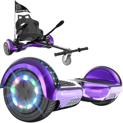 Hoverboard 6,5 inch met hoverkart: Chroom Paars met standaard hoverkart