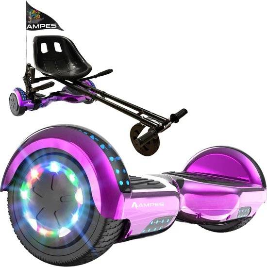 Hoverboard 6,5 inch met hoverkart: Chroom Roze met hoverkart met vering