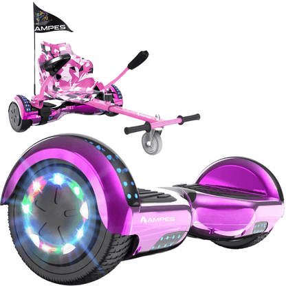 Hoverboard 6,5 inch met hoverkart: Chroom Roze met roze hoverkart