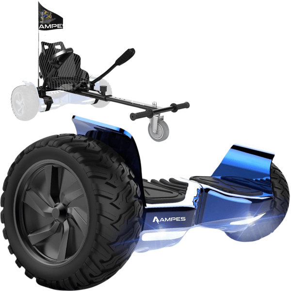 Off-road hoverboard met hoverkart: Chroom Blauw met standaard hoverkart