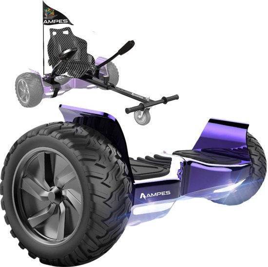 Off-road hoverboard met hoverkart: Chroom Paars met standaard hoverkart