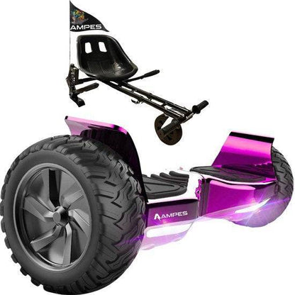 Off-road hoverboard met hoverkart: Chroom Roze met hoverkart met vering