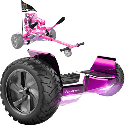 Off-road hoverboard met hoverkart: Chroom Roze met roze hoverkart