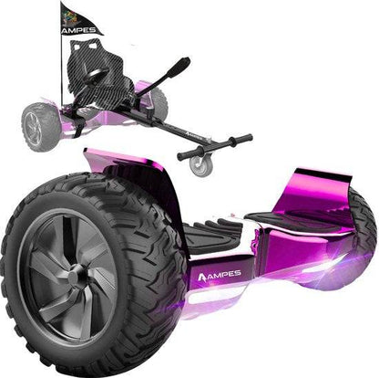 Off-road hoverboard met hoverkart: Chroom Roze met standaard hoverkart