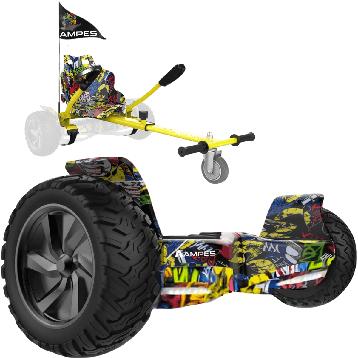 Off-road hoverboard met hoverkart: Hiphop met hiphop-kart